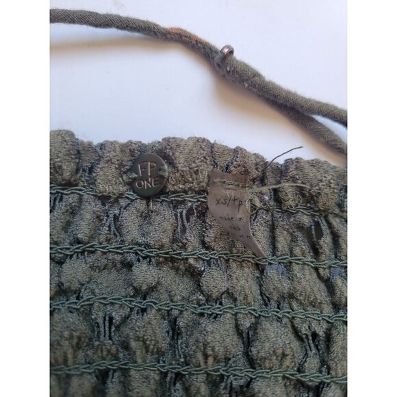 Free People Strappy V Neck Lace Top Size XS Fairycore Olive Green Bohemian - Picture 7 of 10